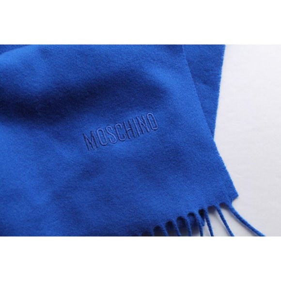 Moschino Bright Blue Merino Wool Scarf - Picture 7 of 7